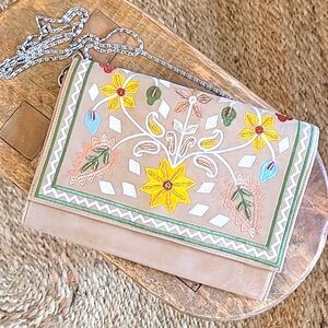 Floral Embroidered Boho Crossbody/Shoulder Bag, Clutch